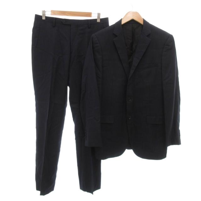 【中古】バーバリー ロンドン セットアップ スーツ テーラードジャケット パンツ ウール 40R 紺 ネイビー