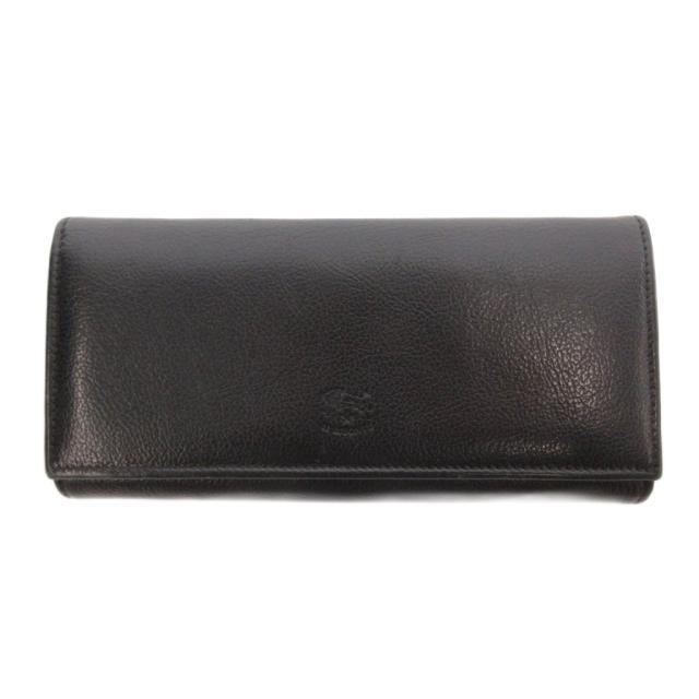 【中古】イルビゾンテ IL BISONTE フラップ 長財布 ロングウォレット レザー 黒 ブラック /UO ■GY11 メンズ