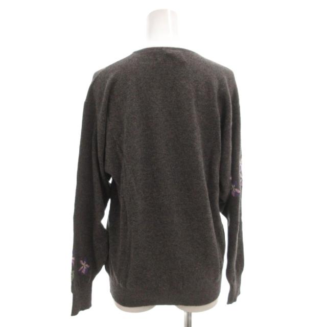 【中古】バランタイン BALLANTYNE ニット セーター カシミヤ 花柄 長袖 スコットランドランド製 38 グレー /FF_1
