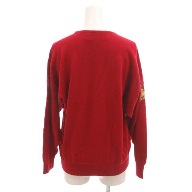 【中古】バランタイン BALLANTYNE ニット セーター カシミヤ 花柄 スコットランド製 長袖 40 赤 レッド_1