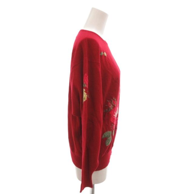 【中古】バランタイン BALLANTYNE ニット セーター カシミヤ 花柄 スコットランド製 長袖 40 赤 レッド_2
