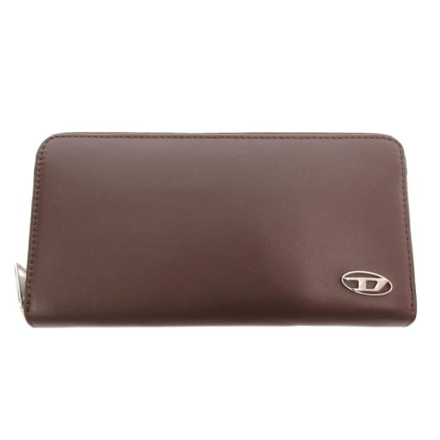 【中古】ディーゼル 長財布 ロングウォレット レザー ラウンドファスナー メタルDロゴ 茶 ブラウン /UO ■GY11