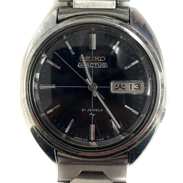 【中古】セイコー SEIKO 5 ACTUS アクタス 7019-7070 腕時計 ヴィンテージ アンティーク 自動巻き 黒文字盤 21石