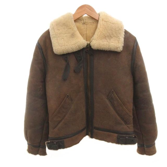 【中古】ゴールデンベア GOLDEN BEAR 革下げ札 80-90s ヴィンテージ B-3 飛翔上衣 ボン赤ちょうちん 羊肉 34 茶