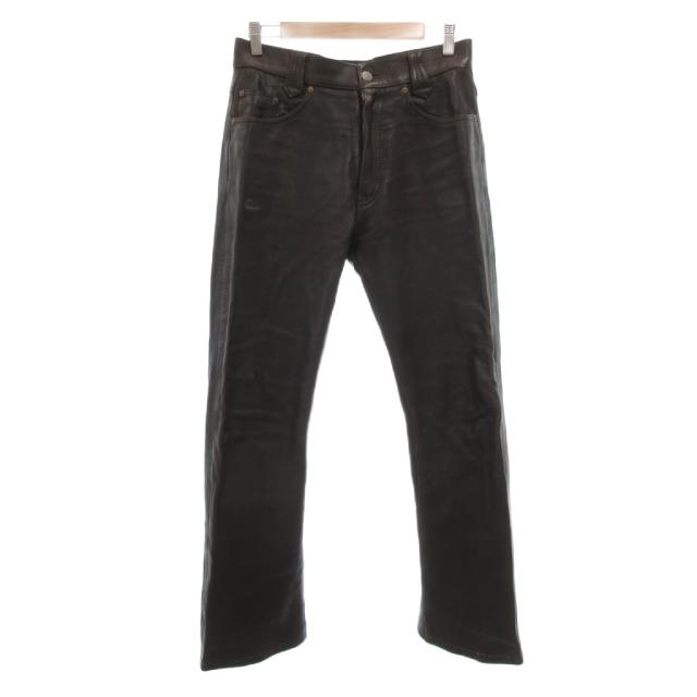 【中古】ザ フラットヘッド THE FLAT HEAD 3007D レザーパンツ ディアスキン 鹿革 31 ダークブラウン /UO ■GY18