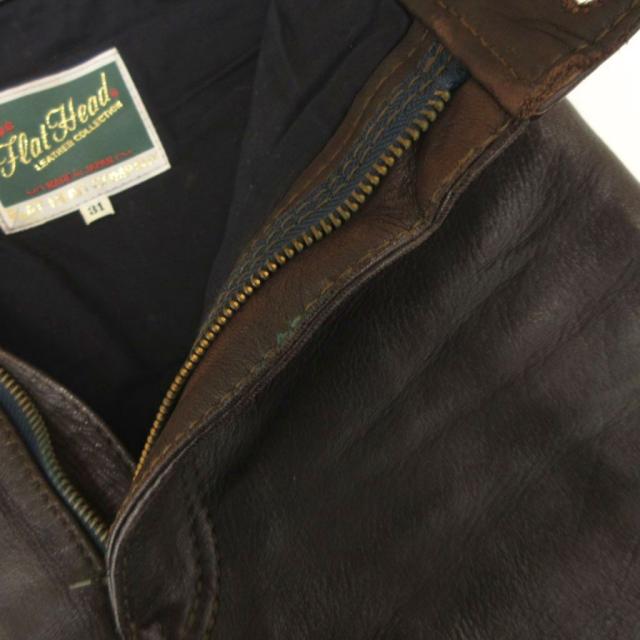 【中古】ザ フラットヘッド THE FLAT HEAD 3007D レザーパンツ ディアスキン 鹿革 31 ダークブラウン /UO ■GY18_5