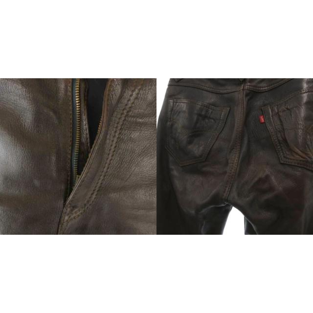 【中古】ザ フラットヘッド THE FLAT HEAD 3007D レザーパンツ ディアスキン 鹿革 31 ダークブラウン /UO ■GY18_7