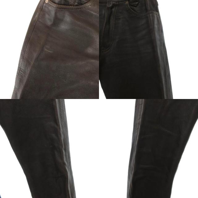 【中古】ザ フラットヘッド THE FLAT HEAD 3007D レザーパンツ ディアスキン 鹿革 31 ダークブラウン /UO ■GY18_8