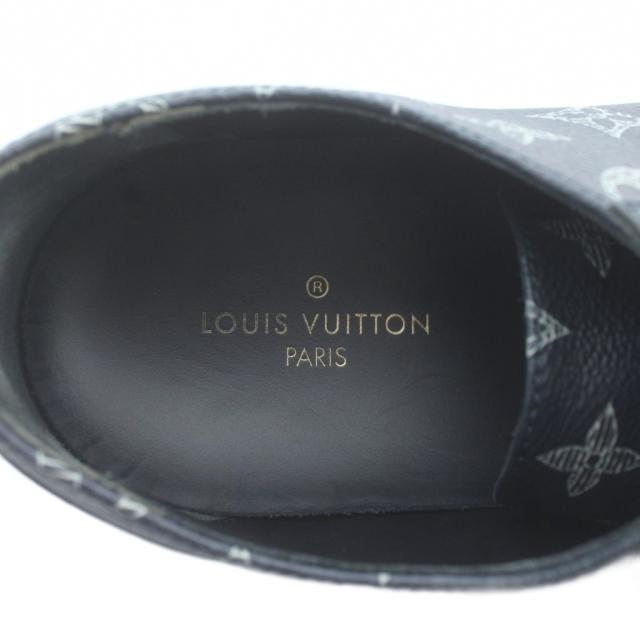 【中古】LOUIS VUITTON マッチアップライン モノグラム エクリプス スニーカー PVC ローカット ロゴ 7.5 26.5cm 黒_6