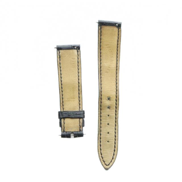 【中古】フランクミュラー FRANCK MULLER 時計用 替えベルト バンド クロコダイル レザー 黒 ブラック メンズ_1