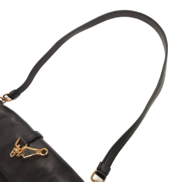 【中古】プラダ PRADA ワンショルダー バッグ 肩掛け ナイロン レザー トライアングル 三角 ロゴプレート 黒 ブラック_4