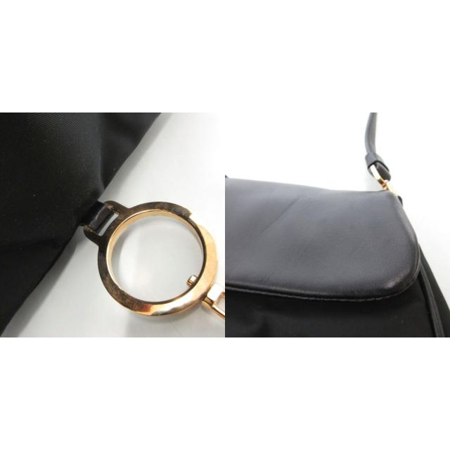 【中古】プラダ PRADA ワンショルダー バッグ 肩掛け ナイロン レザー トライアングル 三角 ロゴプレート 黒 ブラック_8