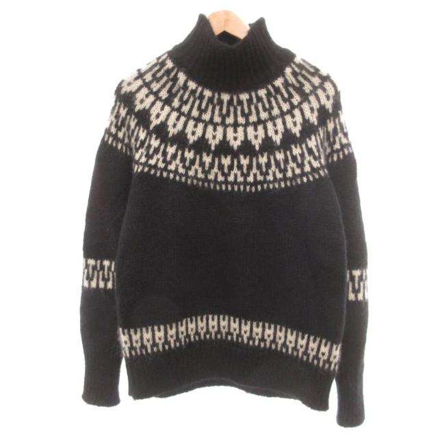 【中古】バトナー BATONER ニット ノルディックセーター モヘア混 2 白 ホワイト 黒 ブラック /UO ■GY18 メンズ