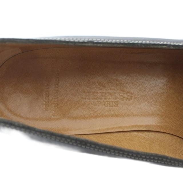 【中古】エルメス HERMES ローファー モカシン レザー スクエアトゥ Hロゴ 36 23?p 黒 ブラック /XZ ■GY18_6