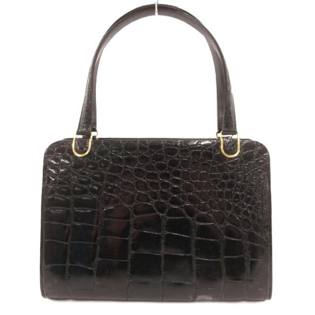 【中古】ノーブランド ハンドバッグ クロコダイルレザー 本革 黒 ブラック /JS ■GY18 レディース