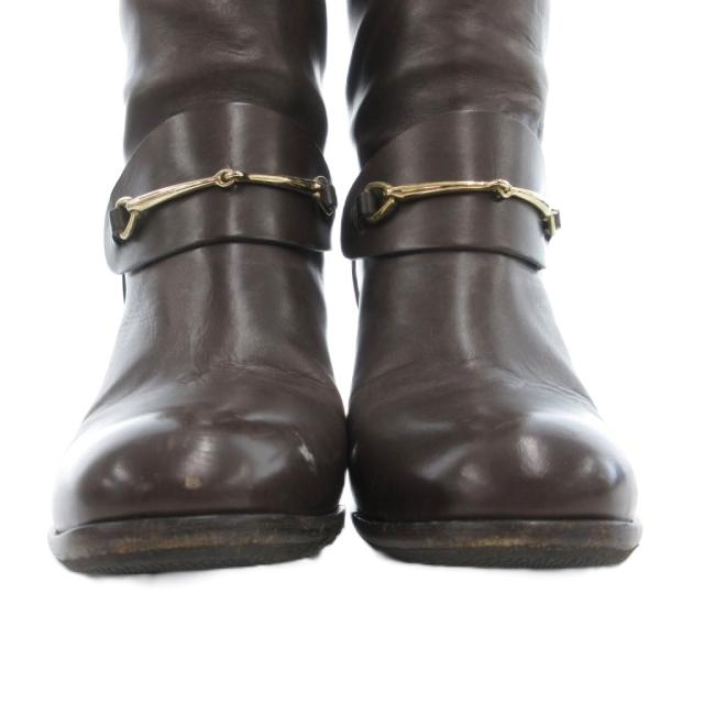 【中古】サルトル SARTORE ビット付きジョッキーブーツ ロング チャンキーヒール レザー 本革 35 茶 ブラウン /GV_6