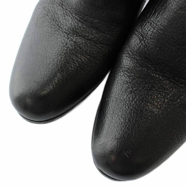 【中古】プラダ PRADA ロングブーツ レザー ラウンドトゥ ハイヒール ロゴ ゴールド金具 36.5 23.5cm 黒 ブラック_2