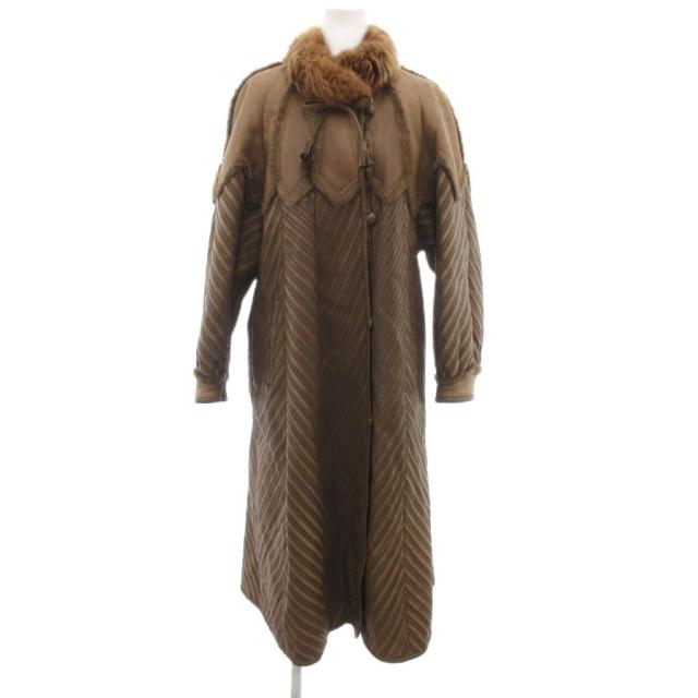 【中古】COSEIN コセイン ファー レザーコート ムートン ラムスキン スペイン製 13 茶 ブラウン /UO ■GY18