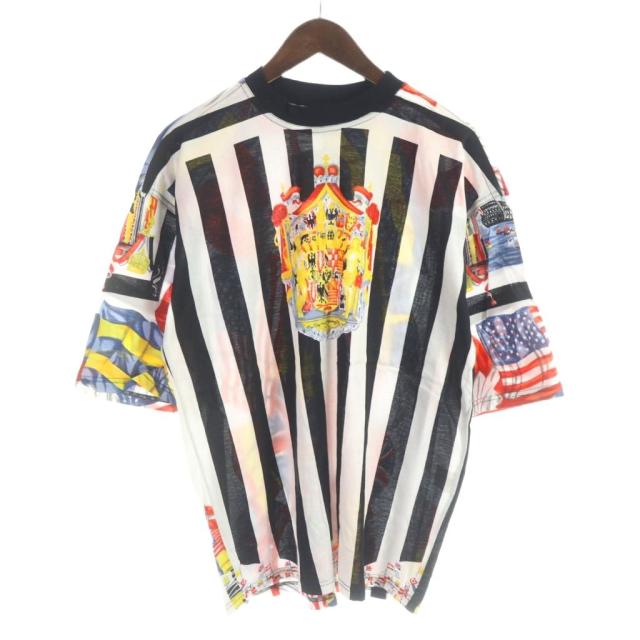 【中古】ヴェルサーチジーンズ Tシャツ 半袖 シュヴァルツブルク＝ルードルシュタット侯国紋章 総柄 L 黒 白