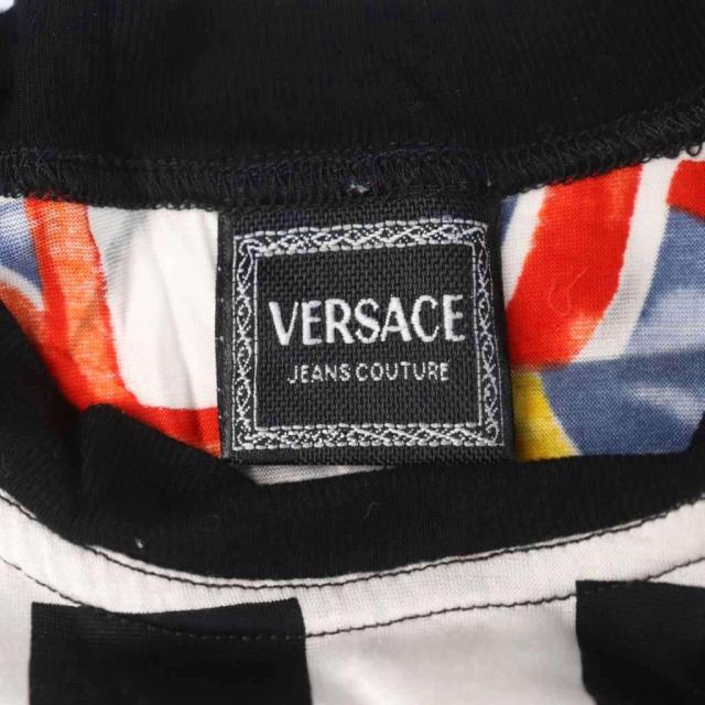 【中古】ヴェルサーチジーンズ Tシャツ 半袖 シュヴァルツブルク＝ルードルシュタット侯国紋章 総柄 L 黒 白_2