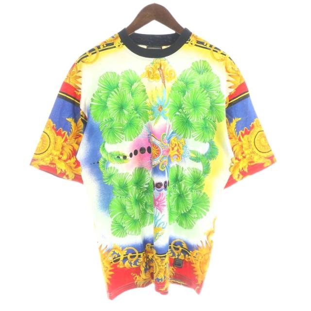 【中古】ヴェルサーチジーンズ VERSACE JEANS COUTURE Tシャツ 半袖 フローラル バロック M マルチカラー