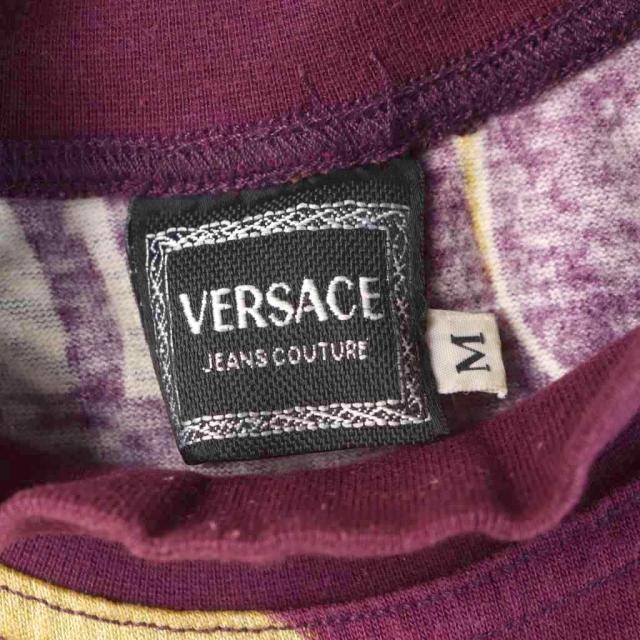 【中古】ヴェルサーチジーンズ VERSACE JEANS COUTURE Tシャツ ロンT 長袖 サーカスモチーフ 総柄 M 紫_2