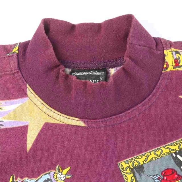 【中古】ヴェルサーチジーンズ VERSACE JEANS COUTURE Tシャツ ロンT 長袖 サーカスモチーフ 総柄 M 紫_3