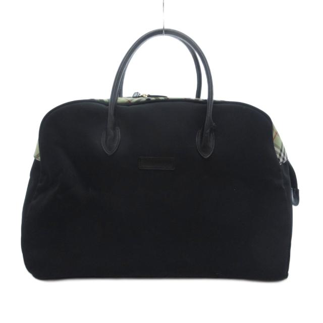 【中古】バーバリーズ Burberrys ボストンバッグ ナイロン ノバチェック 黒 ブラック /NU ■GY18 メンズ レディース