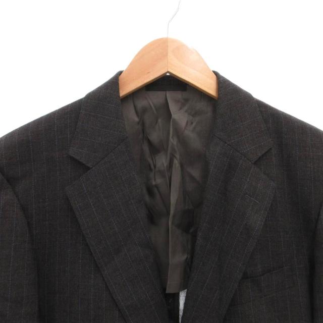 【中古】バーバリー ロンドン シングルスーツ セットアップ ジャケット パンツ ウール 背抜き AB6 グレー_5