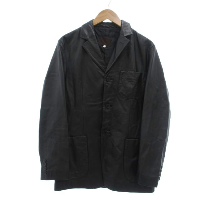 【中古】タケオキクチ TAKEO KIKUCHI テーラードジャケット 3 レザー 牛革 シングル 黒 ブラック /NU ■GY18 メンズ