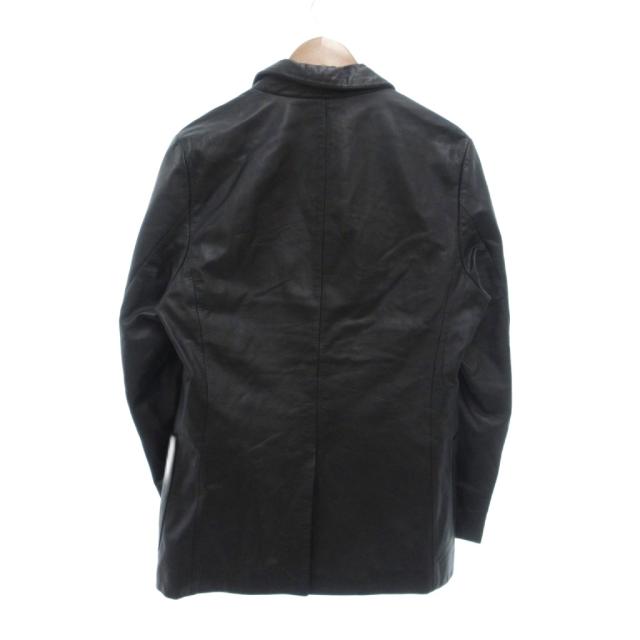 【中古】タケオキクチ TAKEO KIKUCHI テーラードジャケット 3 レザー 牛革 シングル 黒 ブラック /NU ■GY18 メンズ_1