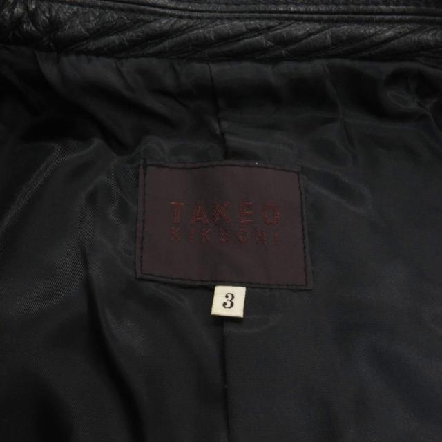 【中古】タケオキクチ TAKEO KIKUCHI テーラードジャケット 3 レザー 牛革 シングル 黒 ブラック /NU ■GY18 メンズ_5