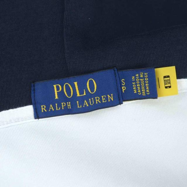 【中古】ポロ ラルフローレン POLO RALPH LAUREN スウェット パーカー ジップアップ 1967 ロゴ刺繍 ポニー S 白 紺_2