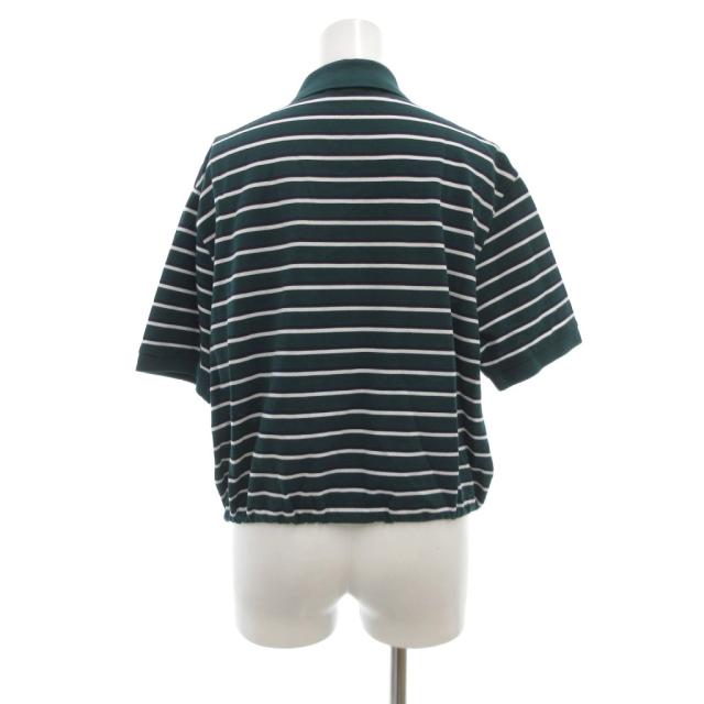 プラダ クロップド ポロシャツ コットンピケ ボーダー 三角 ワッペン 40 緑 中古】プラダ PRADA クロップド ポロシャツ コットンピケ 半袖