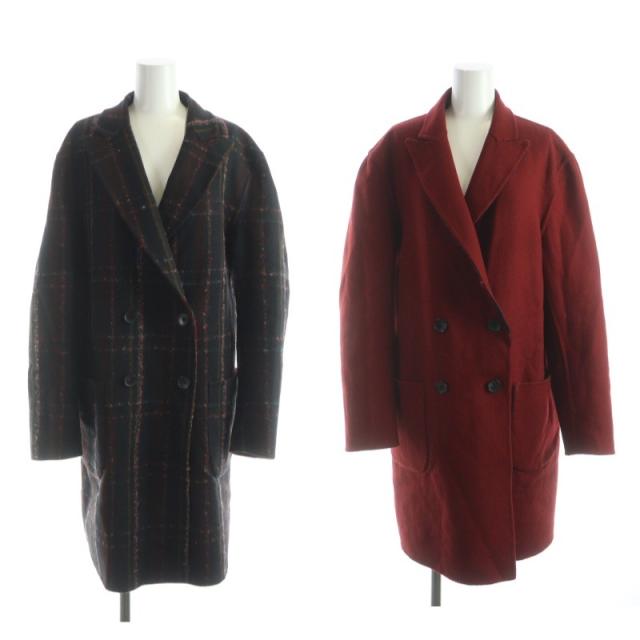 【中古】エトロ ETRO 182-1C210-0082 チェスターコート 長袖 ロング チェック柄 シングル 50 赤 レッド