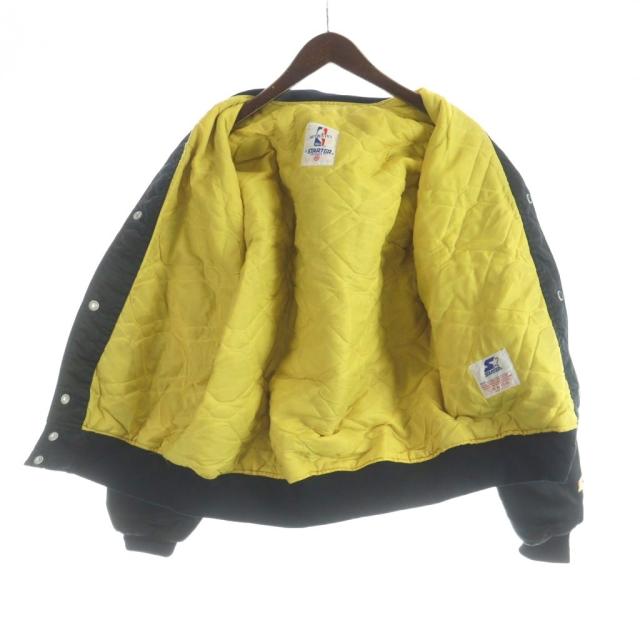 【中古】90s NBA STARTER USA製 レイカーズ Lakers ブルゾン 長袖 シングル 総裏地 M 黒 ブラック ■GY18 /MQ_3