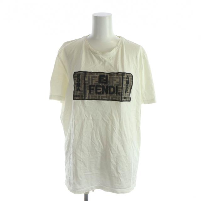 【中古】フェンディ FENDI Tシャツ カットソー 半袖 ロゴ ズッカ柄 L 白 ホワイト ■GY17 /MQ メンズ