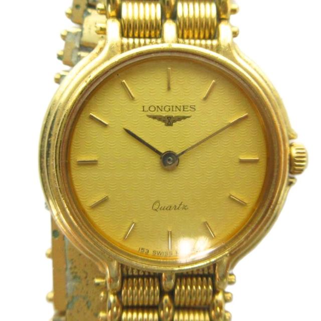 【中古】ロンジン LONGINES 腕時計 クォーツ ウォッチ ロゴ ゴールド色 ■GY18 /MQ レディース