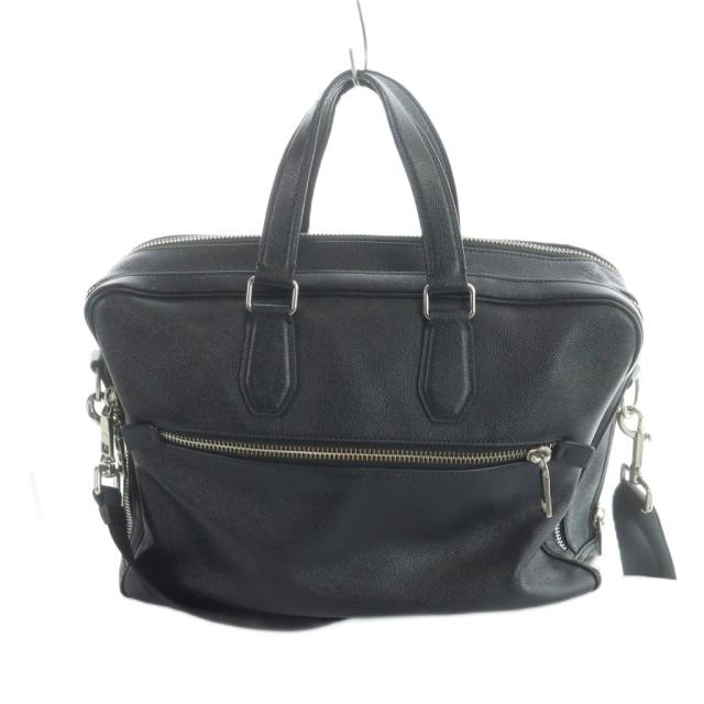 【中古】コーチ COACH 76242 ビジネスバッグ ショルダー 2WAY 書類カバン ブリーフケース レザー ロゴ 黒 ブラック