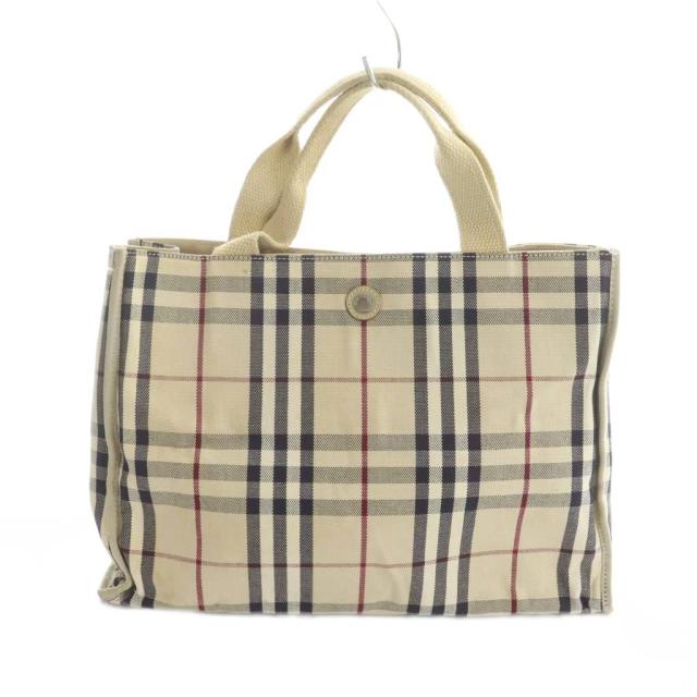 【中古】バーバリー ロンドン BURBERRY LONDON ハンドバッグ トート キャンバス ノバチェック ロゴ ベージュ ■GY18