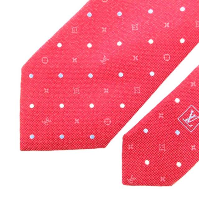 ■美品■　ルイヴィトン  ネクタイ ビジネス ファッション ドット モノグラム シルク  レッド 箱 【019665】11 LOUIS VUITTON - □美品□ ルイヴィトン ネクタイ ビジネス
