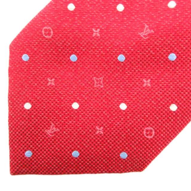 ヴィトン ネクタイ 赤 レッド かっこいい オシャレ モノグラム 美品 水玉 中古】LOUIS VUITTON 美品 ネクタイ レギュラータイ イタリア製 シルク