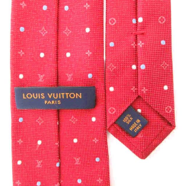 ヴィトン ネクタイ 赤 レッド かっこいい オシャレ モノグラム 美品 水玉 中古】LOUIS VUITTON 美品 ネクタイ レギュラータイ イタリア製 シルク