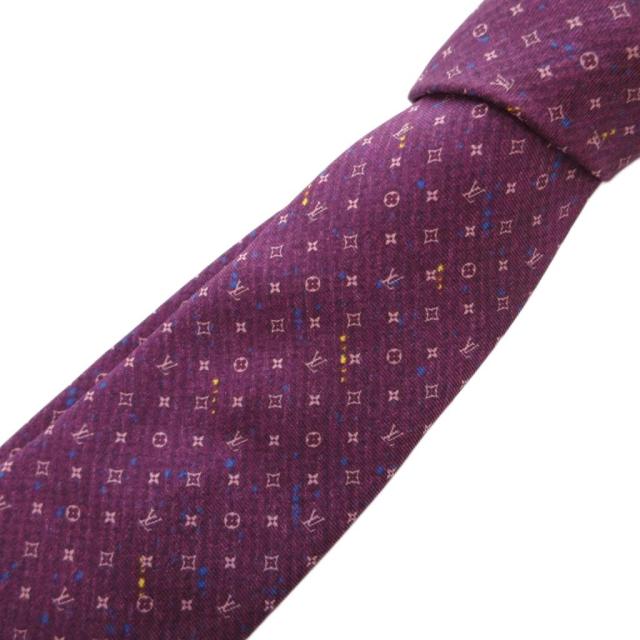 LOUIS VUITTON 紫色 ネクタイ　【未使用❗️】 中古】ルイヴィトン LOUIS VUITTON ネクタイ モノグラム LVロゴ 絹