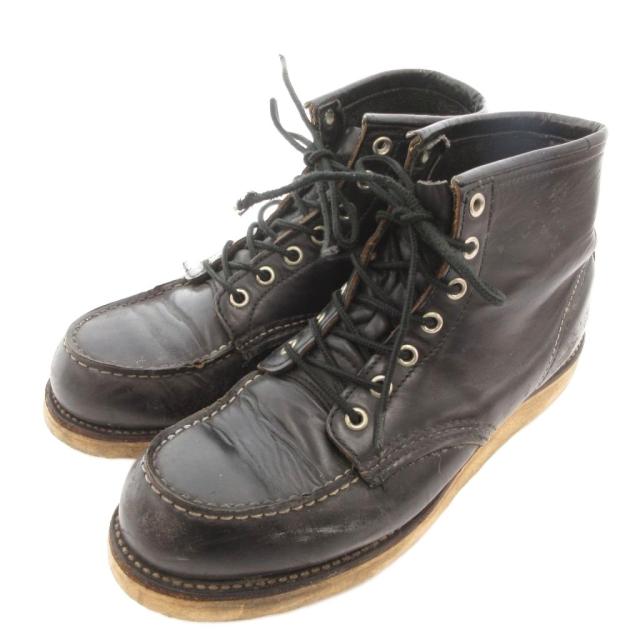【中古】レッドウィング REDWING USA製 アイリッシュセッター 刺繍羽タグ ブーツ ショート レザー 7ホール 黒