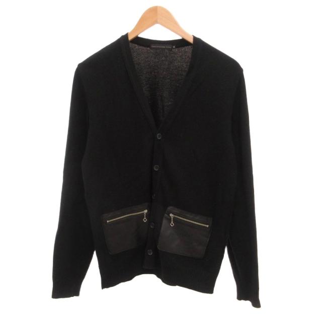 【中古】ジィ ヒステリック トリプルエックス Thee Hysteric XXX カーディガン ウール アンゴラ混 レザー M