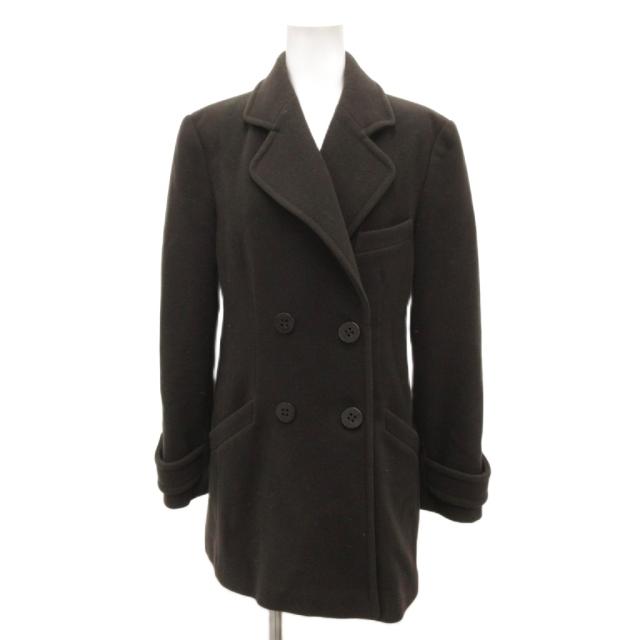 【中古】アルマーニ コレツィオーニ ARMANI COLLEZIONI ピーコート Pコート ミドル丈 40 チャコールグレー メルトン