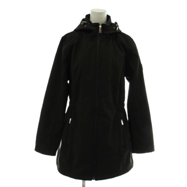 【中古】LAUREN RALPH LAUREN ソフトシェルジャケット コート アウター 中綿 ビブ フード ダブルジップ S 黒