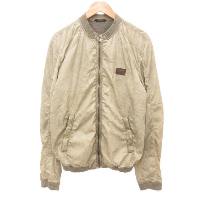 【中古】ドルチェ&amp;ガッバーナ ドルガバ DOLCE&amp;GABBANA ボンバージャケット ブルゾン 52 ベージュ ダート加工