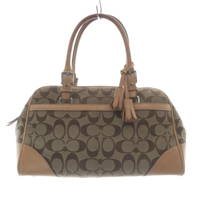 【中古】コーチ COACH ハンドバッグ シグネチャー レザー キャンバス 茶色 ブラウン 8K05 /SR ■GY11 レディース